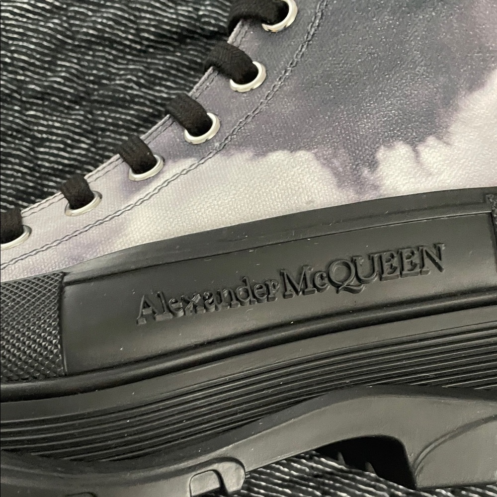 Alexander McQueen Unisex Black and Gray High-Top Sneakers - Picture 10 of 12